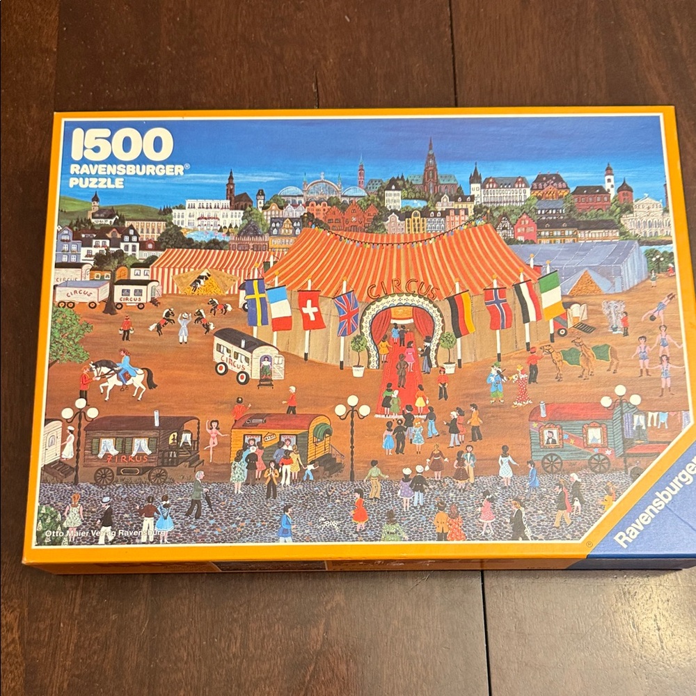 Vintage 1990 Ravensburger 1500 Piece Puzzle - The circus on the outside of town